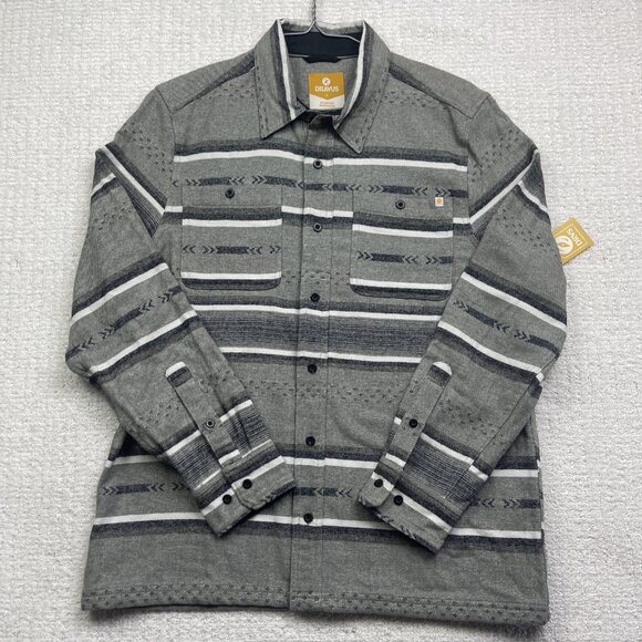 NWT Dravus Shirt Mens S Grey Aztec Print AOP LongSleeve Button Up Flannel Skate - Picture 1 of 13